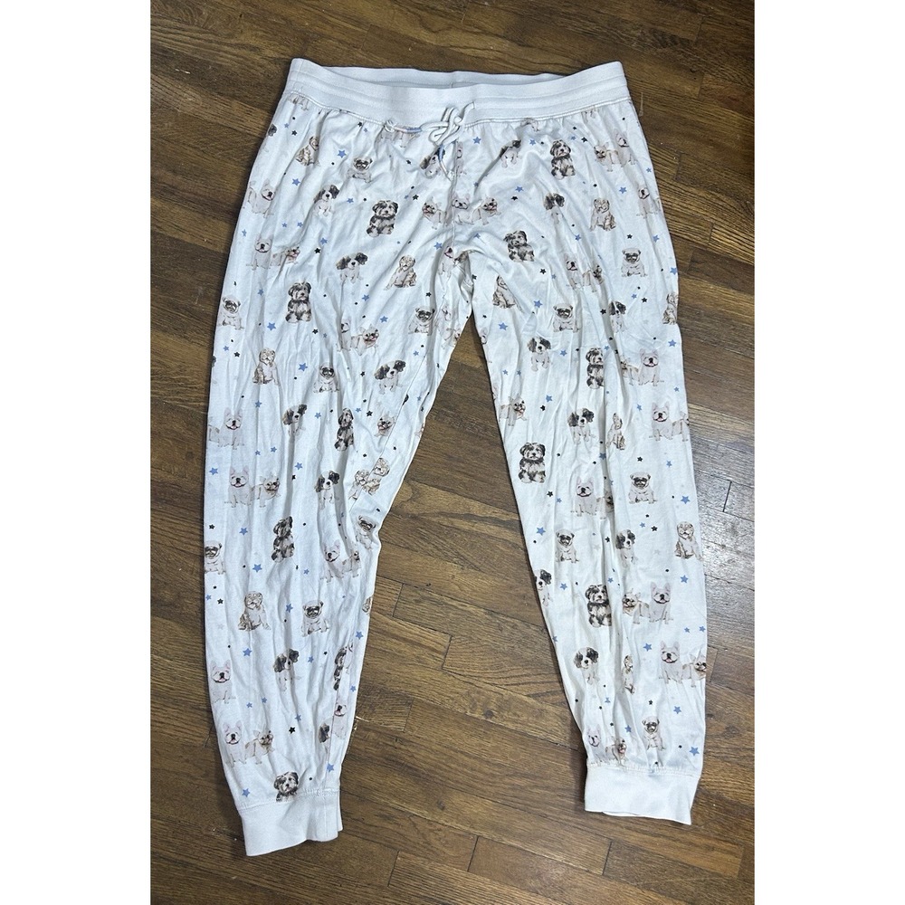 P.J. Salvage "Red, White & Woof" jogger pajama pants all-over Doggy Print Size L